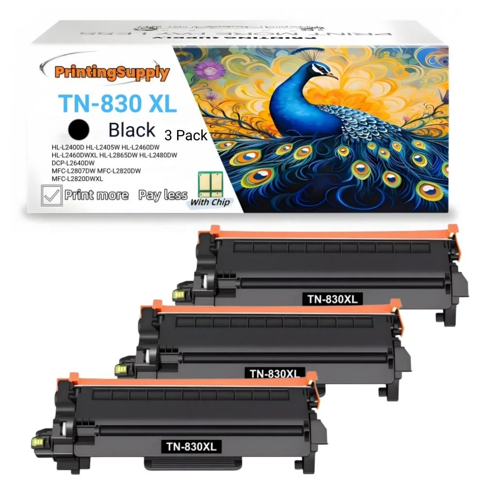 Aster Graphics Inc Aster Graphics Inc TN-830 XL Black Toner Cartridge 3 Pack 3000 Pages — product photo
