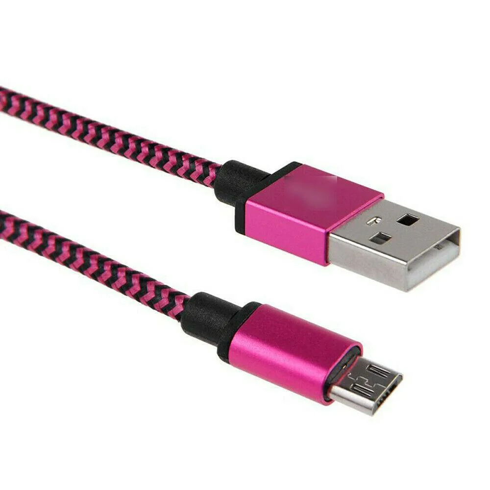 Pink dragon nylon braided Micro USB 2.0 cable with standard USB connector