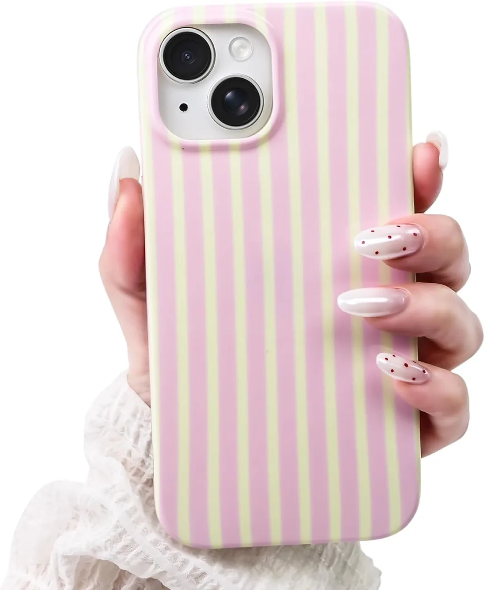 Transcend Transcend Striped Pattern TPU Case for iPhone 13/14 6.1 Pink/Yellow — product photo