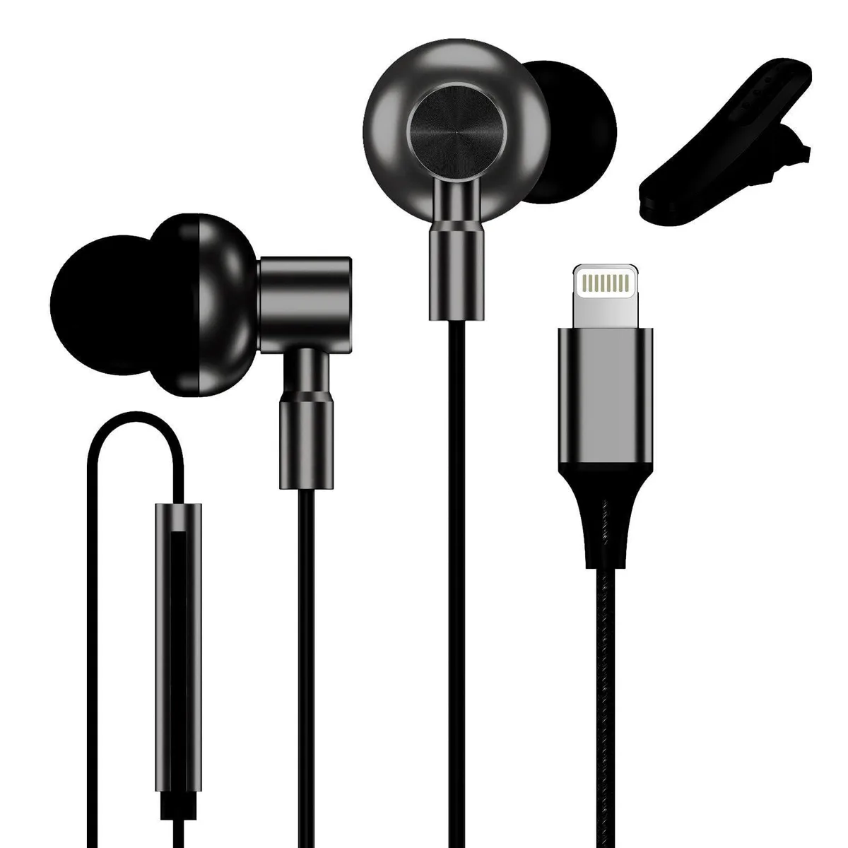 No Sew No Sew Lightning Wired Ear Buds EASL10S Black — product photo