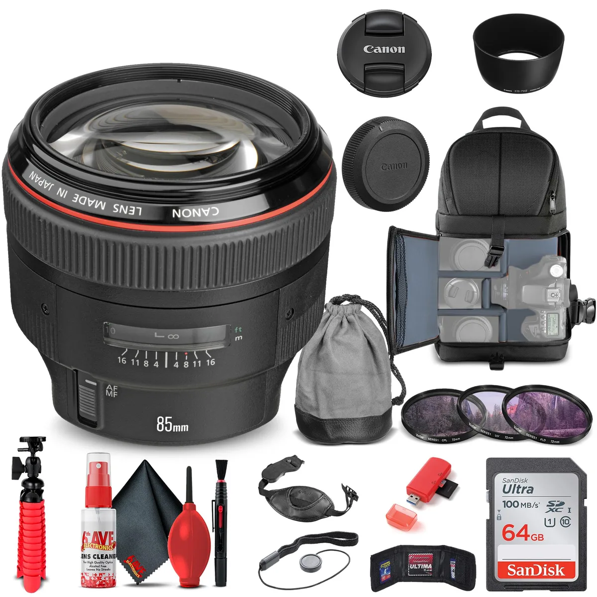 Canon Canon EF 85mm f/1.2L II USM Lens Bundle 64GB — product photo