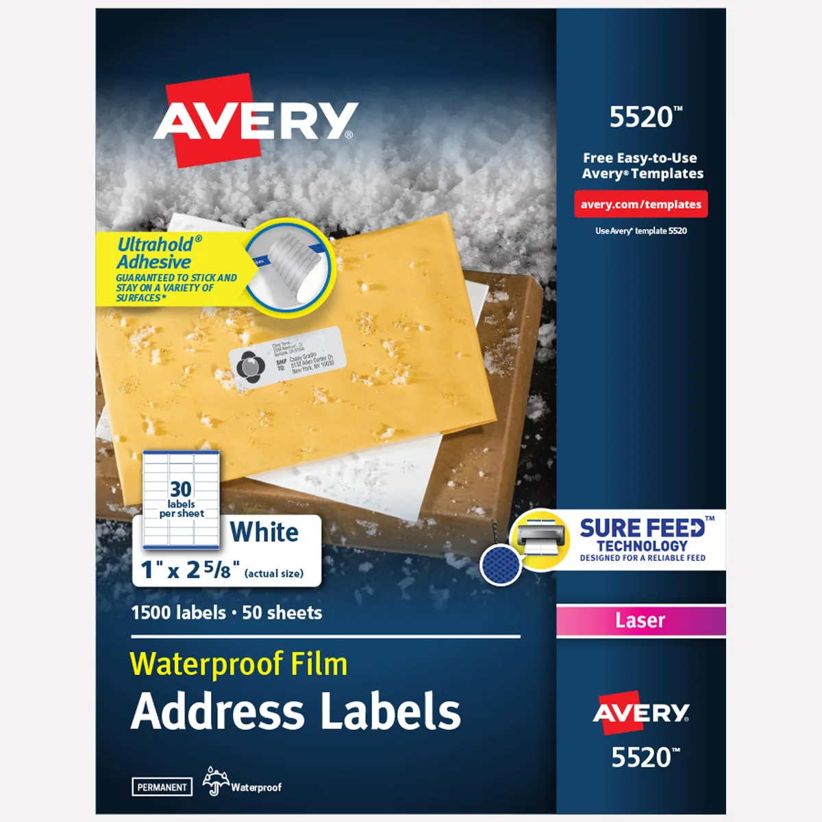 Avery Avery Waterproof Address Labels White 1500ct 5520 — product photo