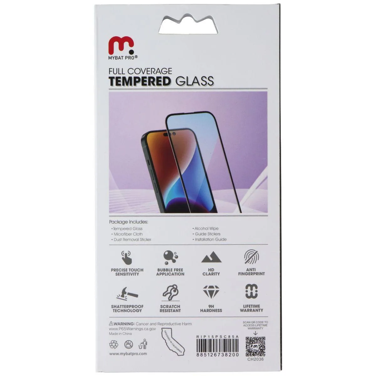 MYBAT PRO MYBAT PRO Full Coverage Tempered Glass iPhone 15 Pro Clear — product photo