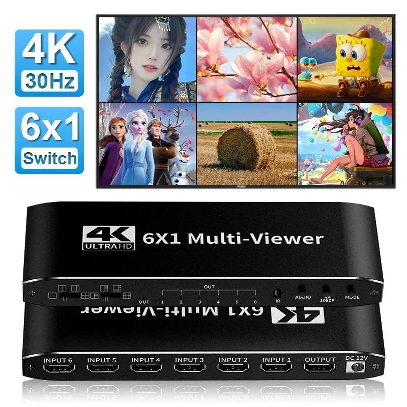 ESTONE ESTONE OZJQF2 HDMI 6x1 Multiviewer Switch 4K 1080p — product photo