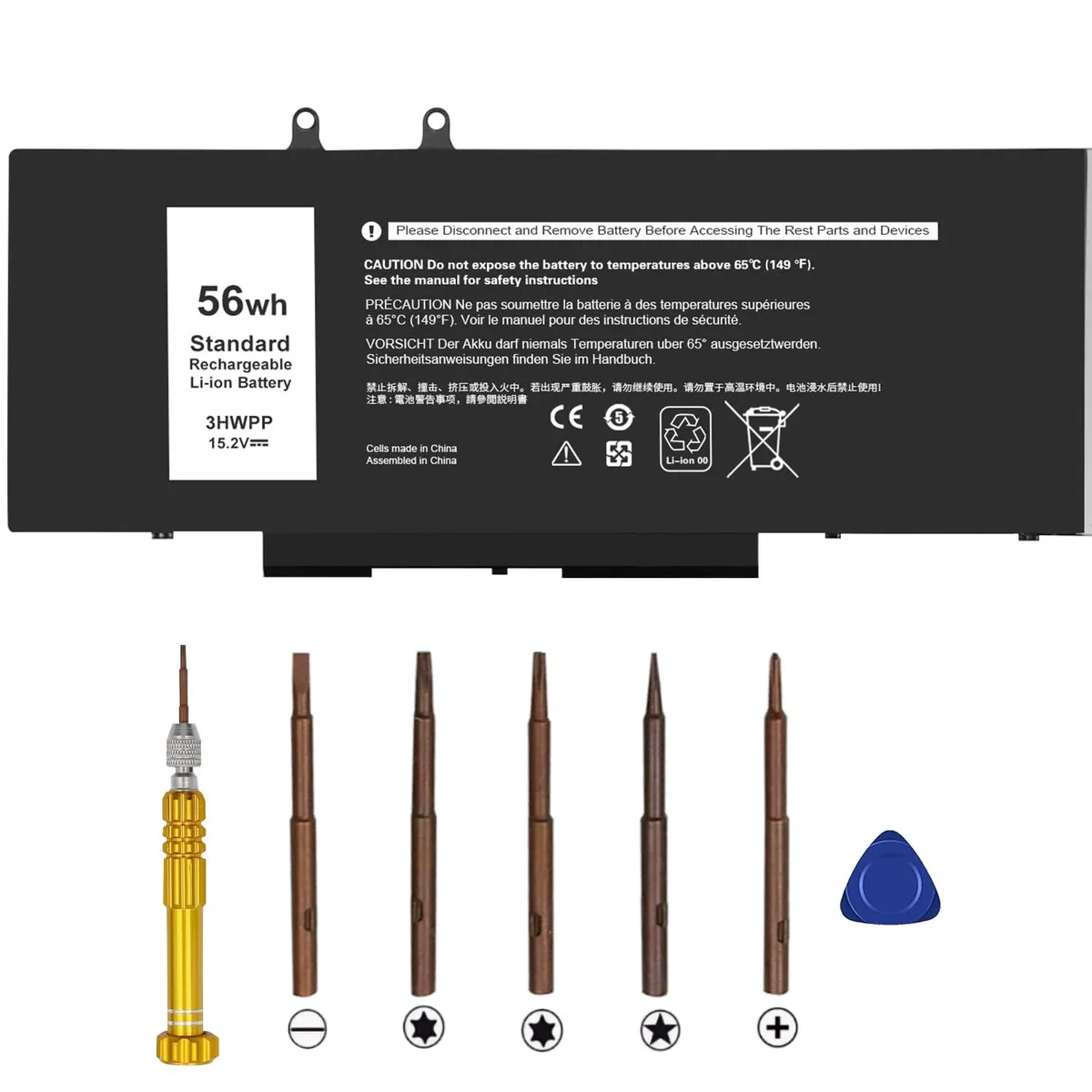  3HWPP 68Wh 15.2V Laptop Battery for Dell Latitude Precision Inspiron 17 Black Edition — product photo