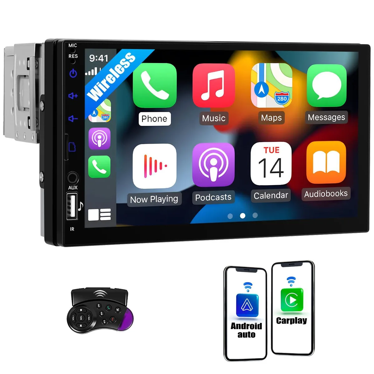 BOSS AUDIO 7" Single DIN Head Unit Wireless CarPlay Android Auto Bluetooth 5.2 — product photo