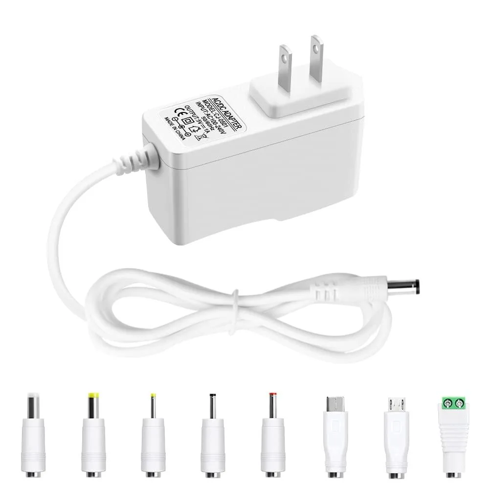  Arkare 5V 1A Power Adapter ALT-0501 White 8 Tips — product photo