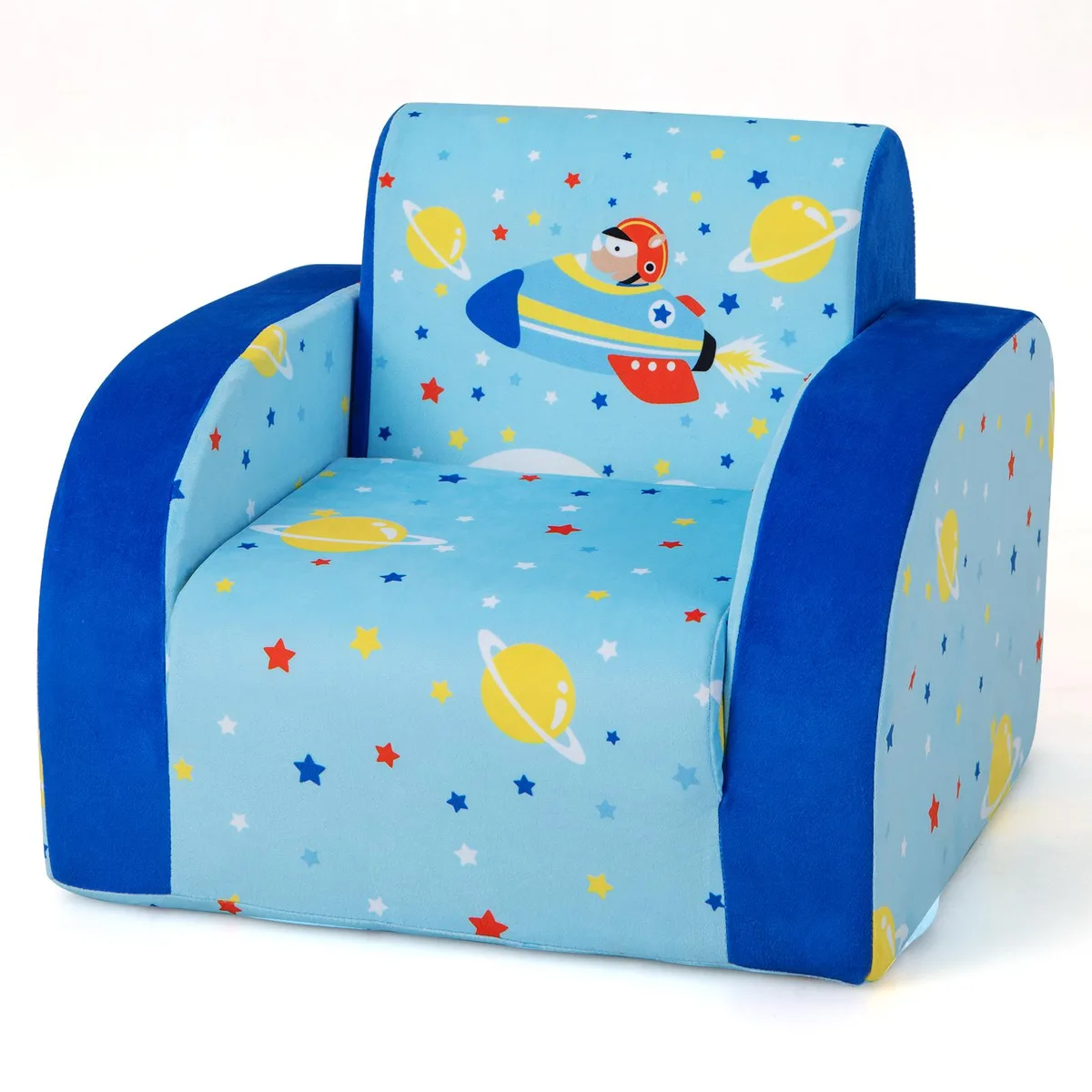SlickBlue SlickBlue 3-in-1 Convertible Kids Sofa Velvet Blue 36x18.5x11.5 — product photo