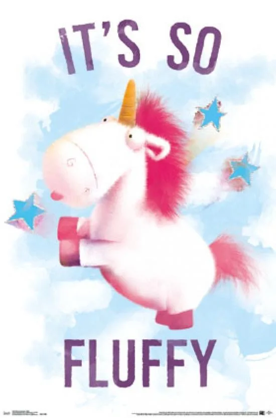 Fluffy poster print with unicorn artwork, 22 by 34 inches