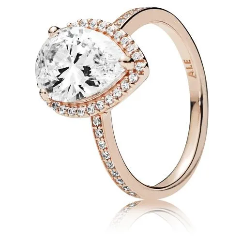 PANDORA PANDORA Sparkling Teardrop Halo Ring 14k Rose Gold 46 CZ — product photo