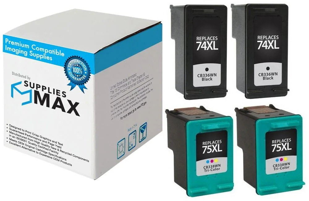 SuppliesMax SuppliesMax CZ139FN_2PK High Yield Inkjet Combo Pack 2 Black 2 Color 750 Pages — product photo