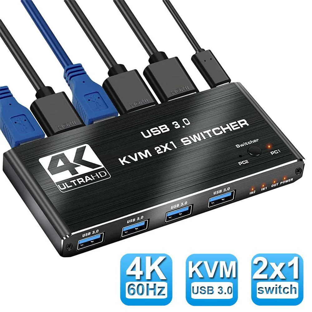 ESTONE ESTONE OZK2 4K 60Hz HDMI 2.0 KVM Switch 2 Port 4 USB 3.0 — product photo