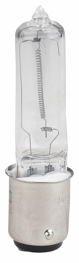 Clear tubular halogen bulb with double-contact bayonet base