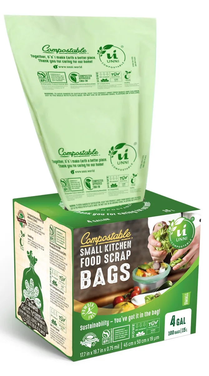 Roll of 100 compostable bags, 17.7 by 19.7 inches, .75 mil thick