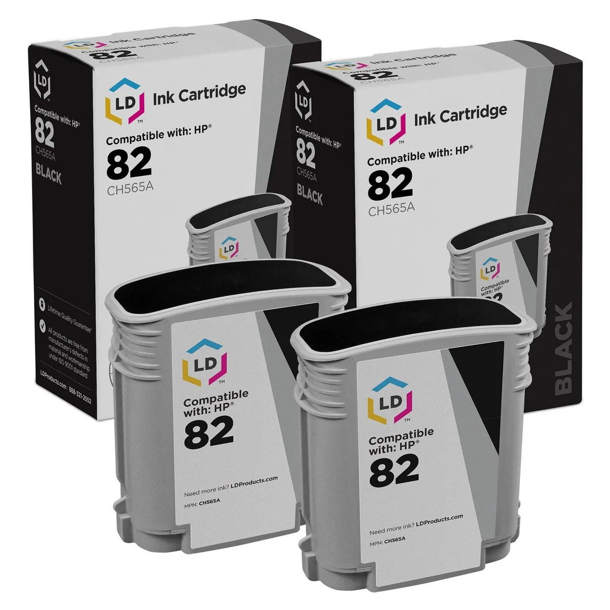 LD Products LD Products HP 82 CH565A Black Ink Cartridge 2-Pack 3200 Pages — product photo