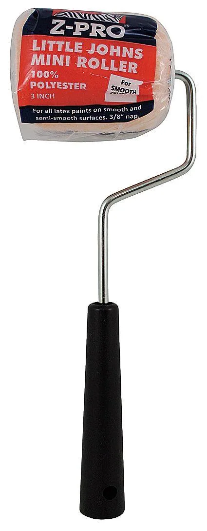 Premier 707 mini paint roller kit with black plastic handle and transparent roller cover