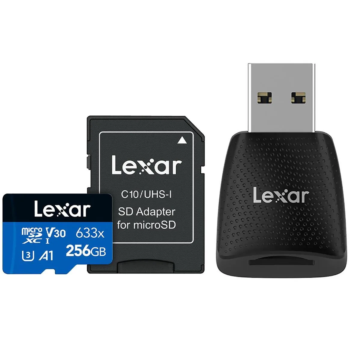 Lexar Lexar BLUE 633x 256GB microSDXC UHS-I Card with SD Adapter & USB 3.2 Gen 1 Reader — product photo