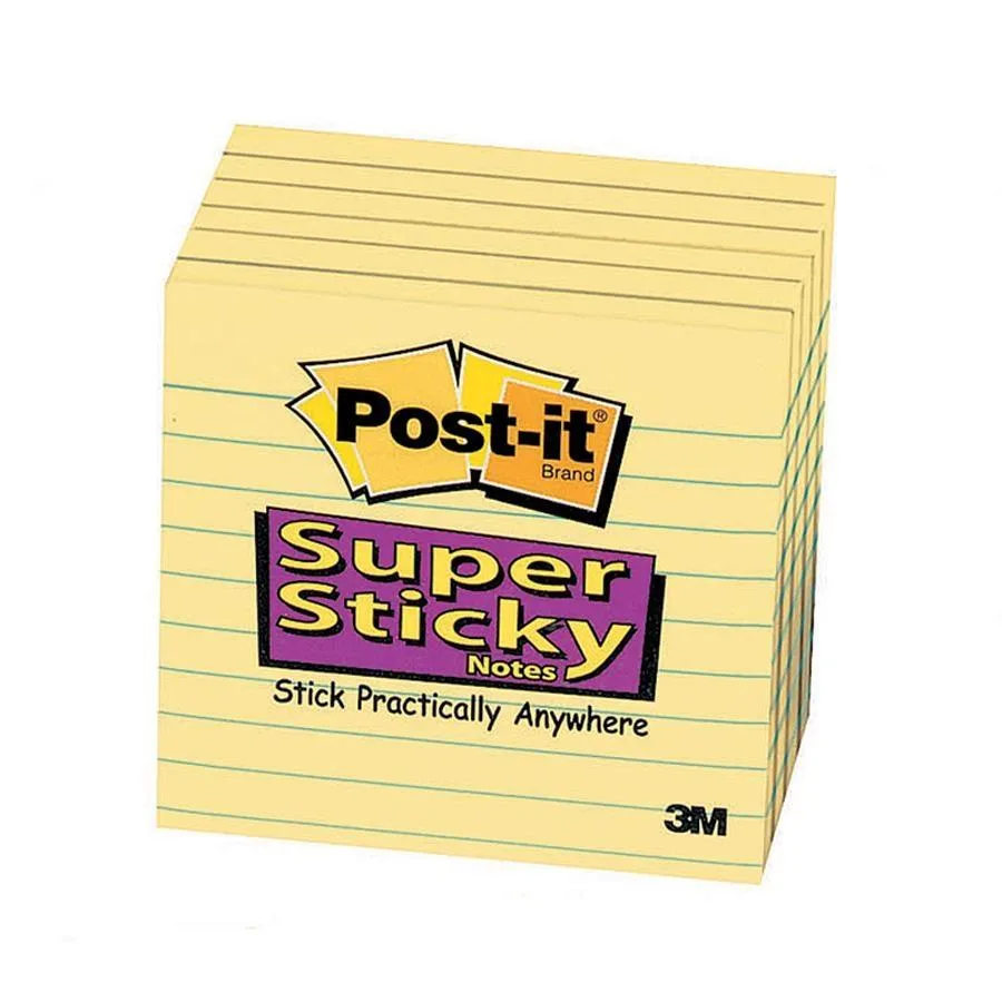 3M 3M 6756SSCY Post-it Super Sticky Canary Yellow Lined Pads 6 Pack — product photo
