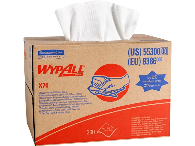 WypAll WypAll X70 Cloths 55300 12.5" x 16.8" 200 sheets cleaning — product photo
