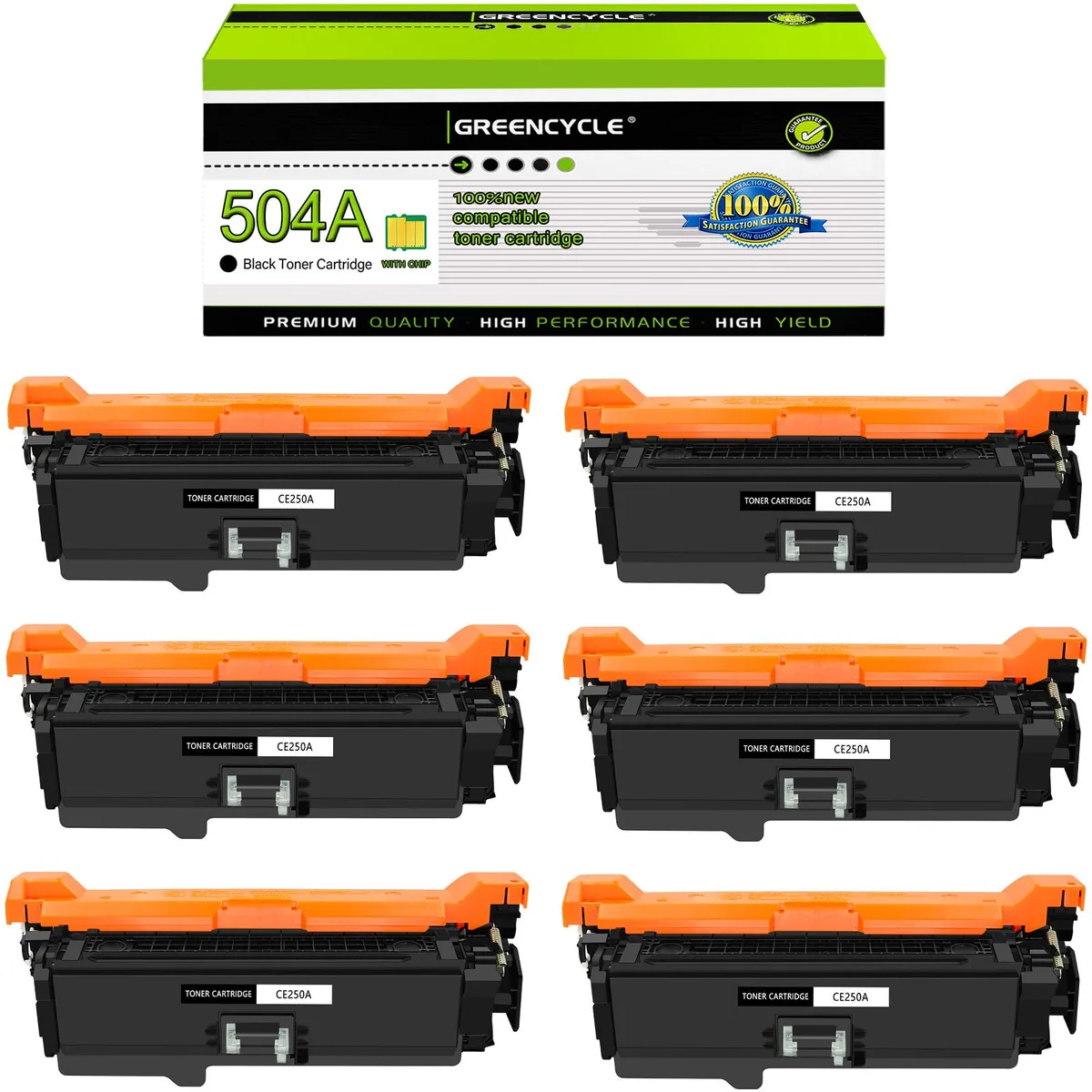 GREENCYCLE GREENCYCLE 6 Pack 504A CE250A Black Toner Cartridge — product photo