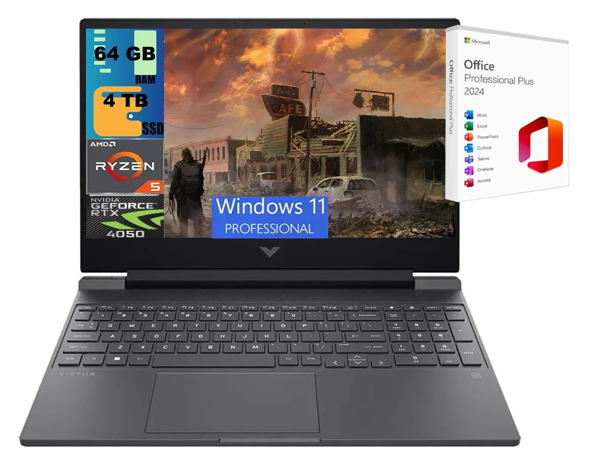HP HP Victus 15 gaming laptop 15.6" FHD 144Hz Ryzen 5 8645HS RTX 4050 64GB 4TB — product photo