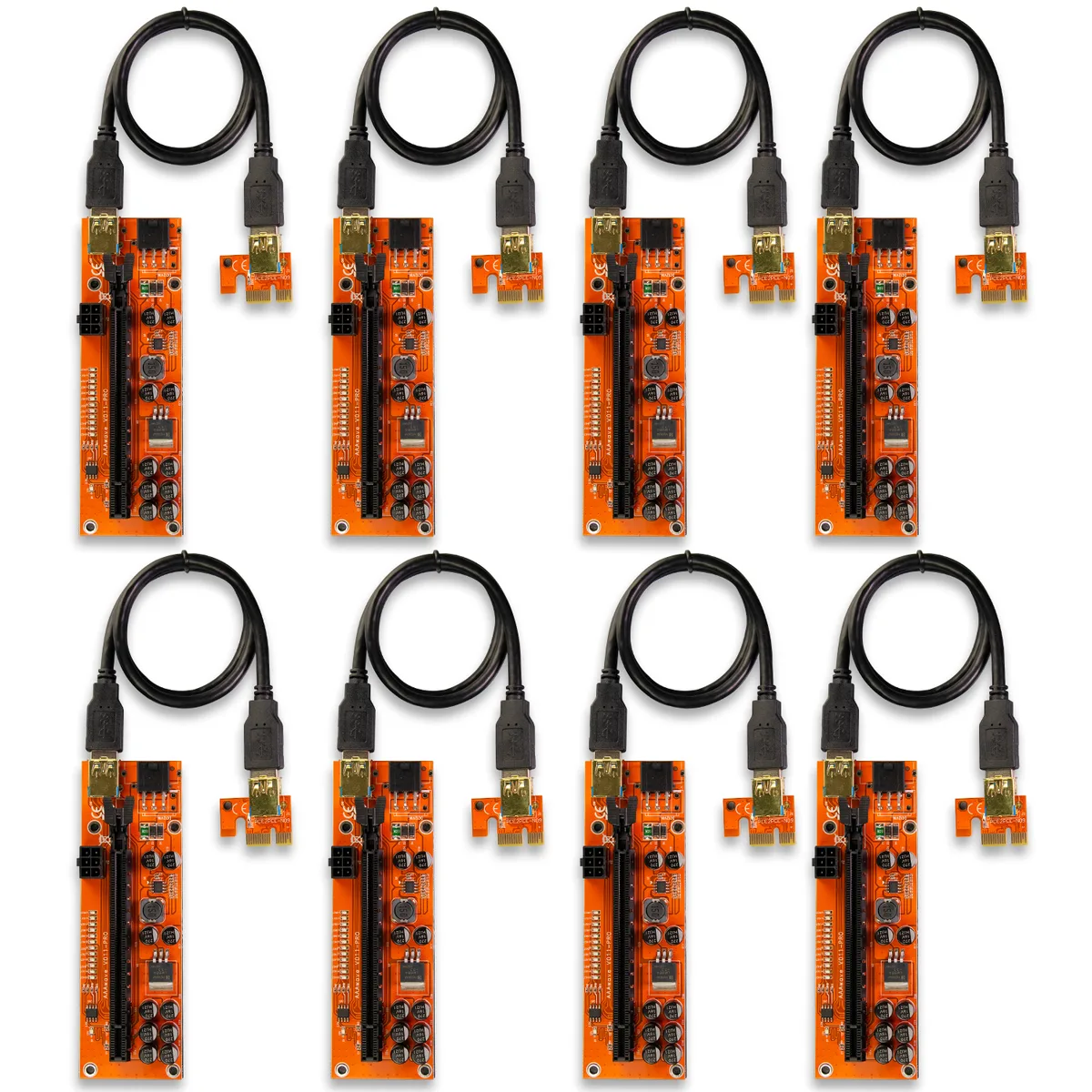 AAAwave AAAwave PCIe Riser VER 011 Pro 1x to 16x 60cm USB 3.0 10 Capacitors 2x 6PIN Pack of 8 — product photo