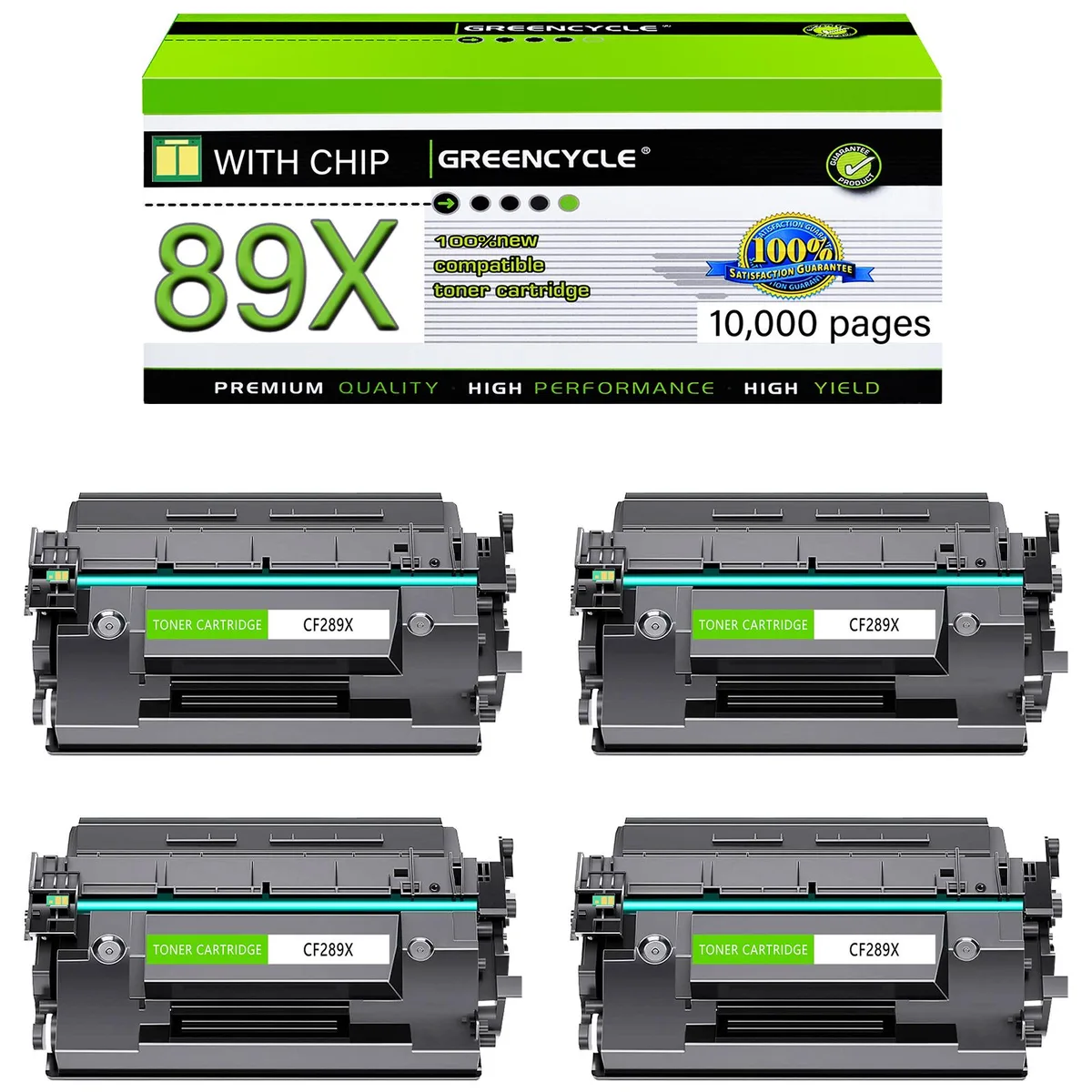 GREENCYCLE GREENCYCLE CF289X 4-Pack Black Toner Cartridge 10000 Pages — product photo