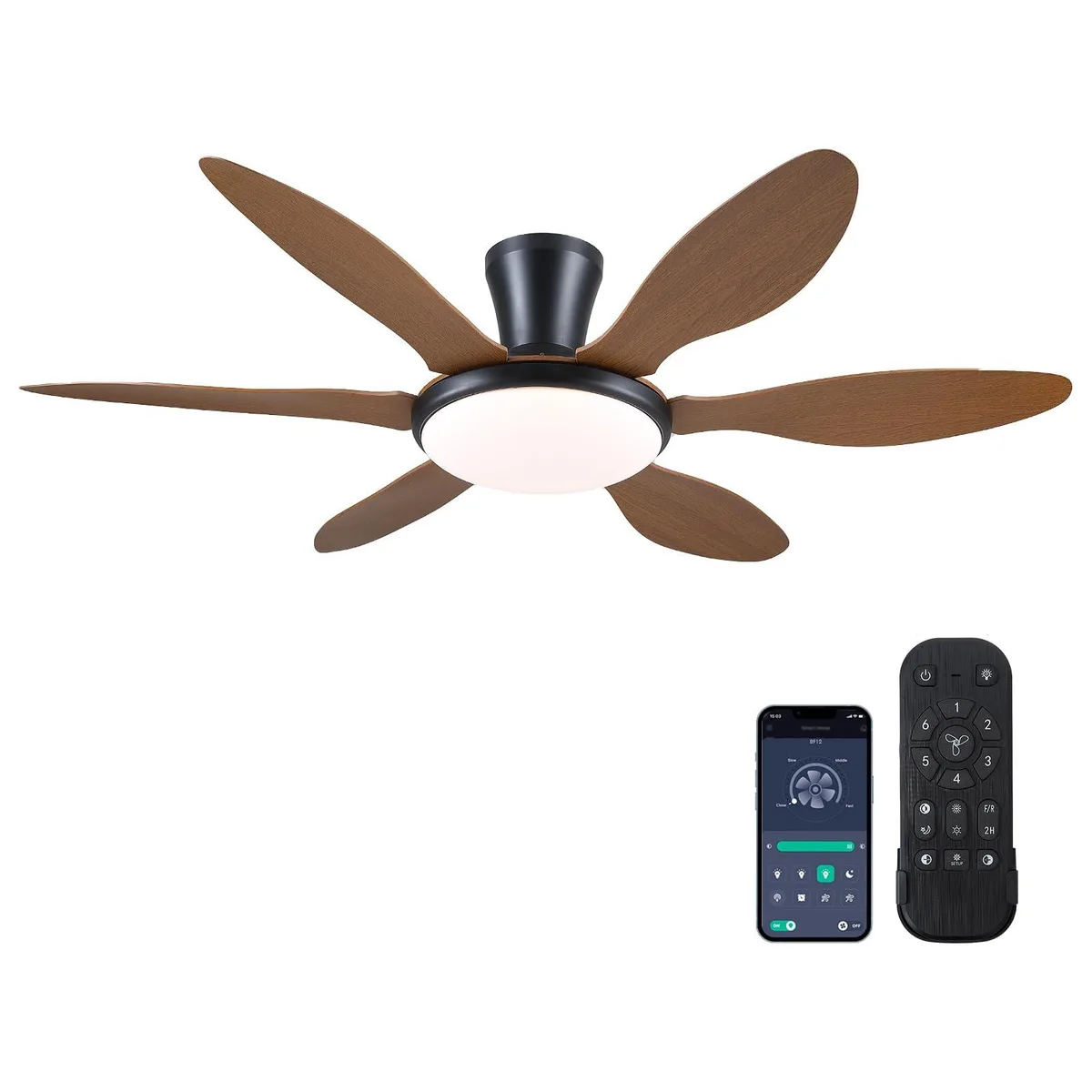  8912LedRGB 51 inch ceiling fan Cherry finish — product photo