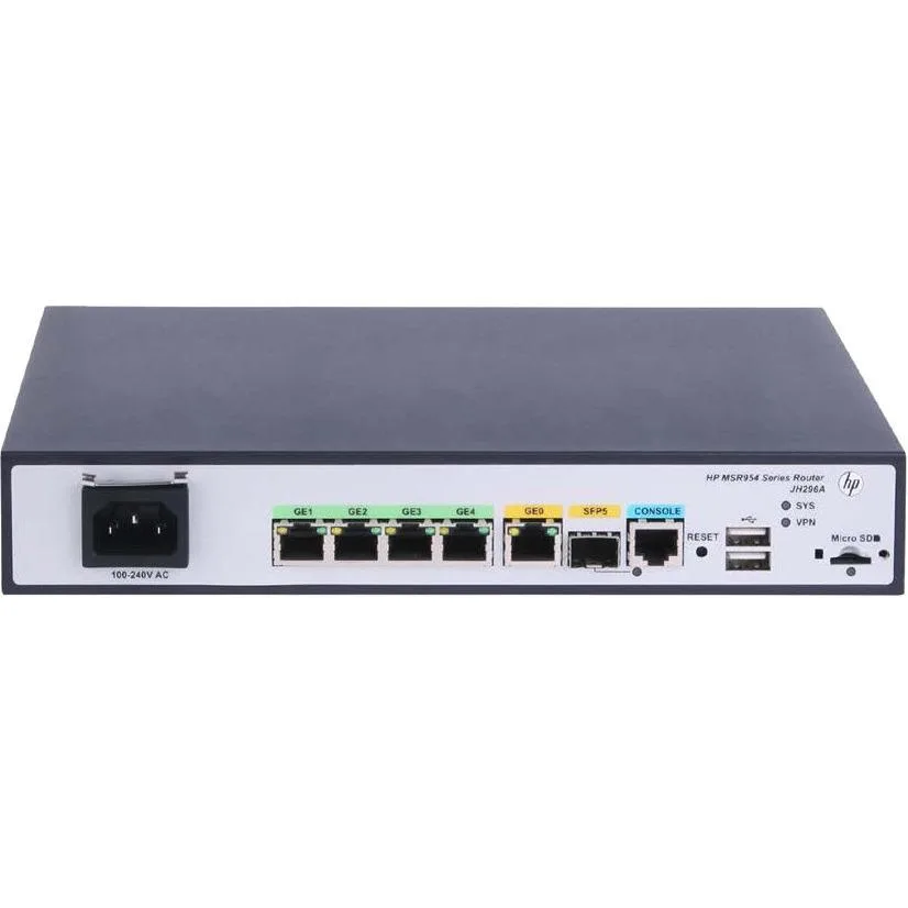 HPE HPE MSR954 JH296AABA 1GbE SFP 2GbE WAN 4GbE LAN CWv7 wireless router — product photo
