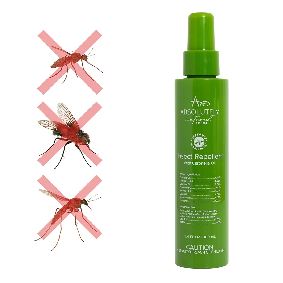 A 5.4oz spray bottle of natural mosquito repellent with citronella scent