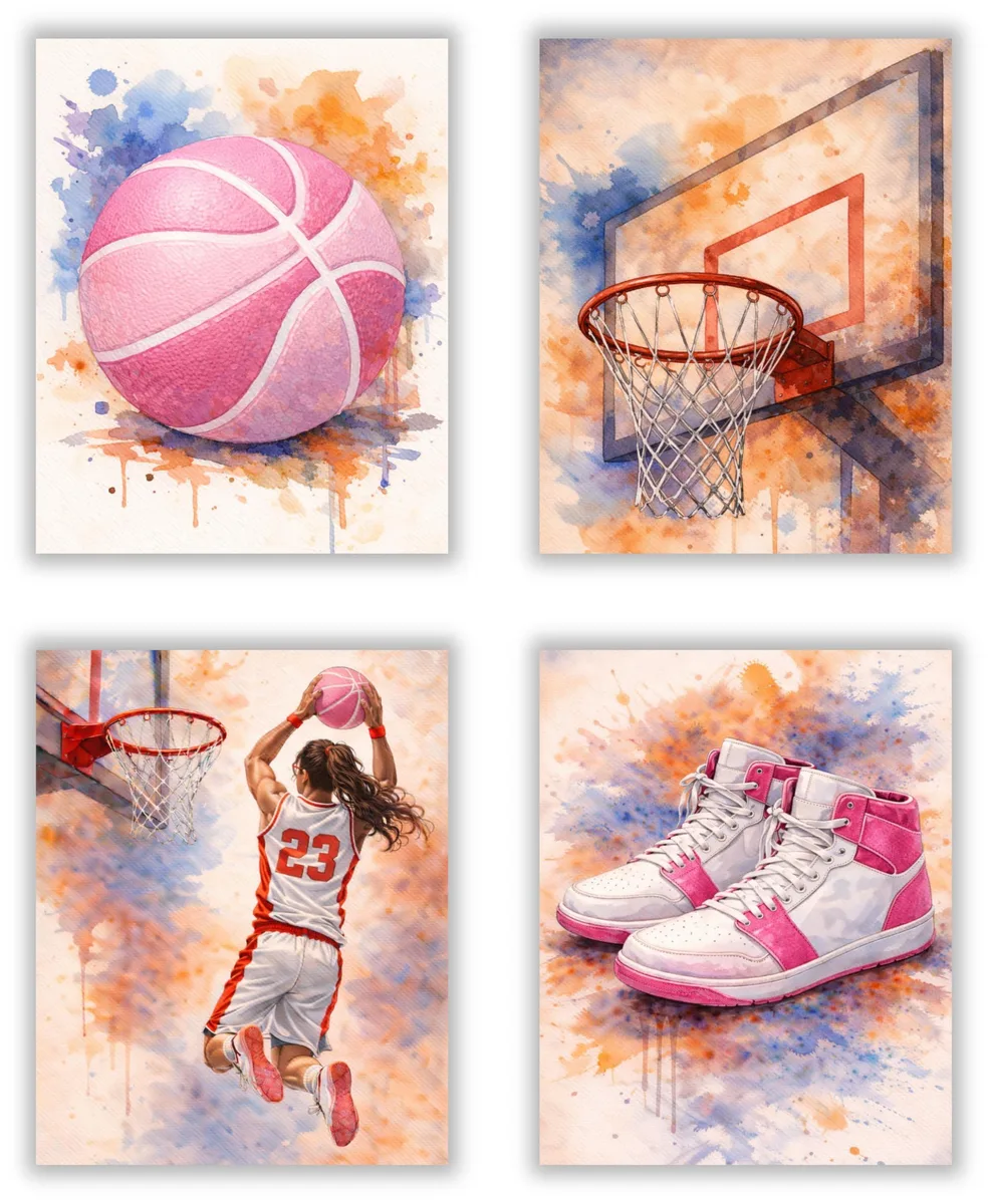  Libemz Watercolor Sports Posters Set of 4 8x10 in Unframed — product photo