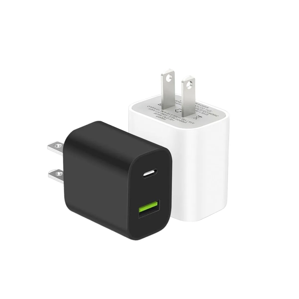 No Sew No Sew 2 Pack Dual Port USB C Wall Charger 20W White Black — product photo
