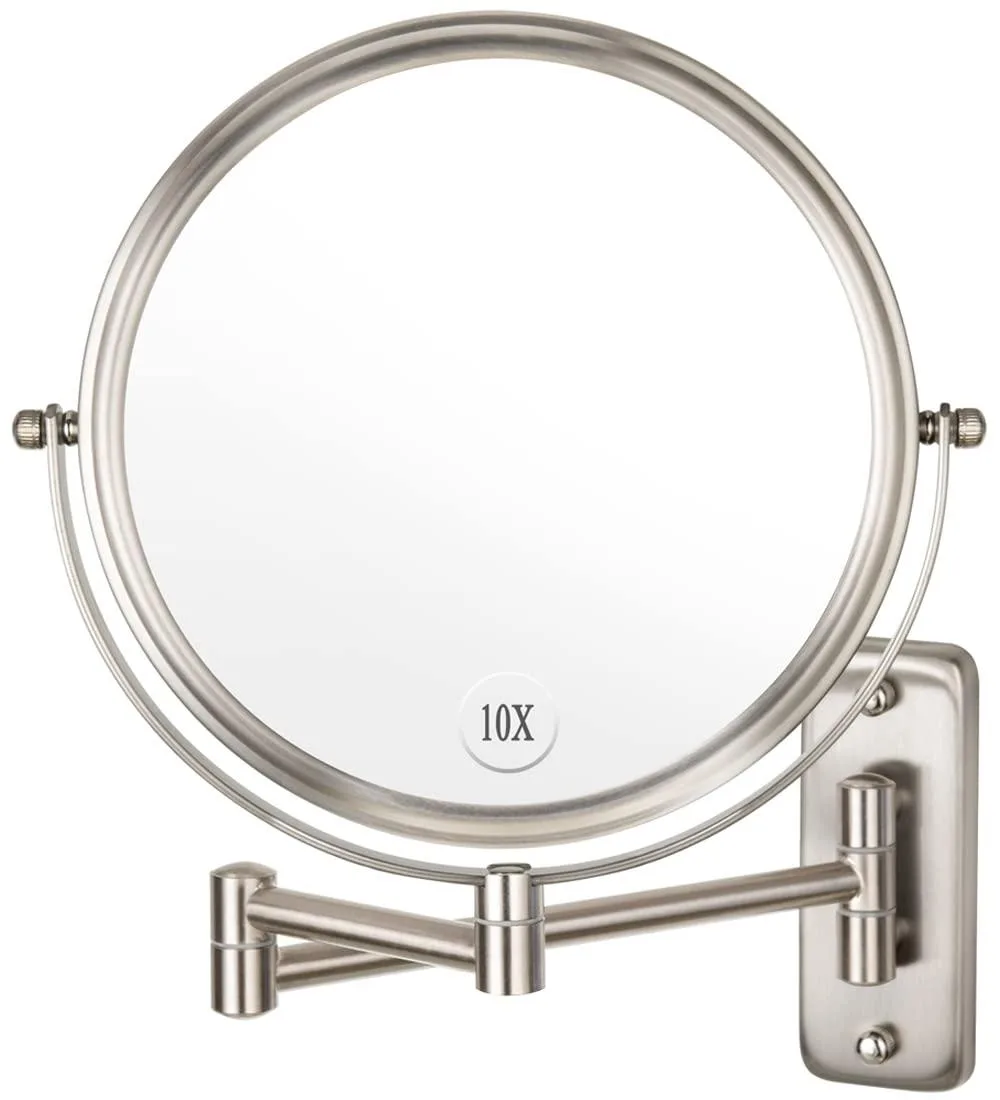 ALHAKIN 8" 1X/10X Double-Sided Extendable Bath Mirror Nickel — product photo
