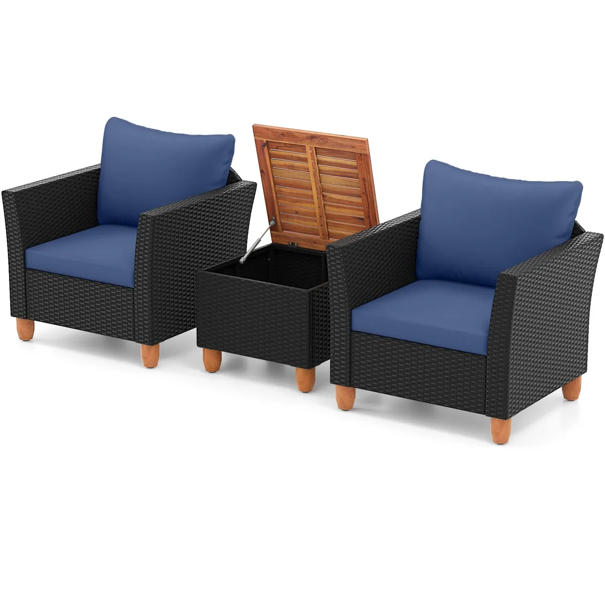 SlickBlue SlickBlue 3-Piece Navy Rattan Patio Furniture Set — product photo