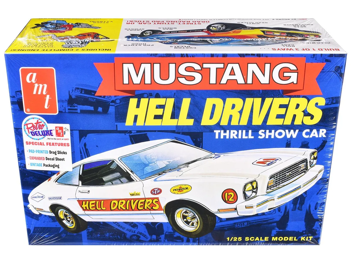 AMT AMT AMT1475 1/25 Scale 1977 Ford Mustang Hell Drivers 131-Part Hobby Collectible — product photo