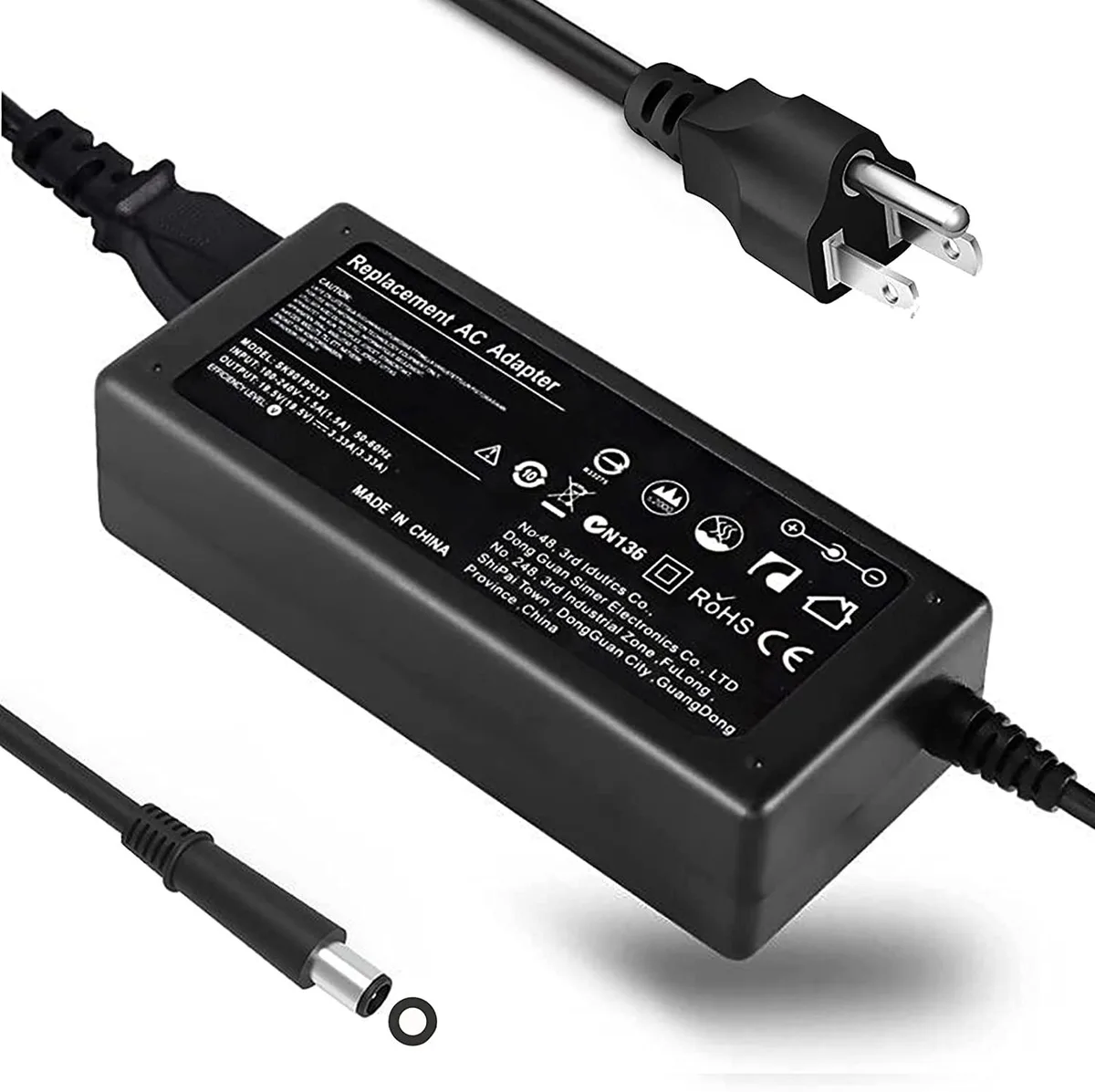 myVolts myVolts 65W AC Adapter 18.5V 3.5A 7.4mm×5.0mm for HP Pavilion — product photo