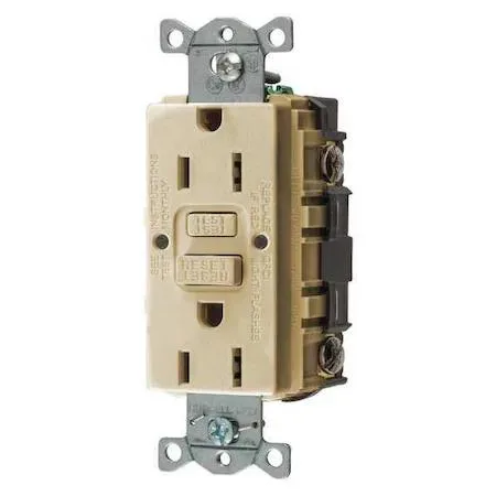 Hubbell Incorporated Hubbell Incorporated GFR15I GFCI Receptacle 15A 125VAC 5-15R Ivory — product photo