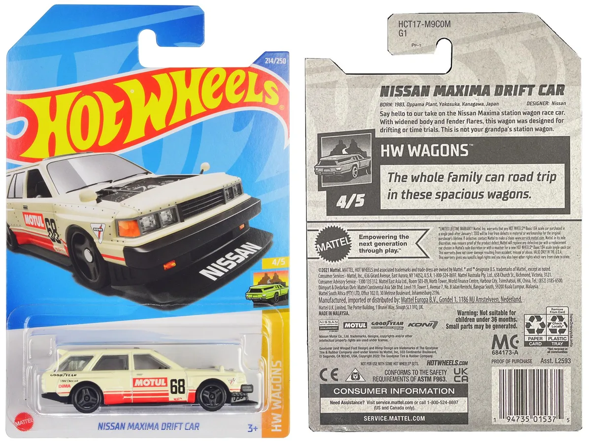 Hot Wheels Hot Wheels Nissan Maxima Wagon Drift Car #68 Motul Cream Red Stripes HW Wagons hobby collectible — product photo