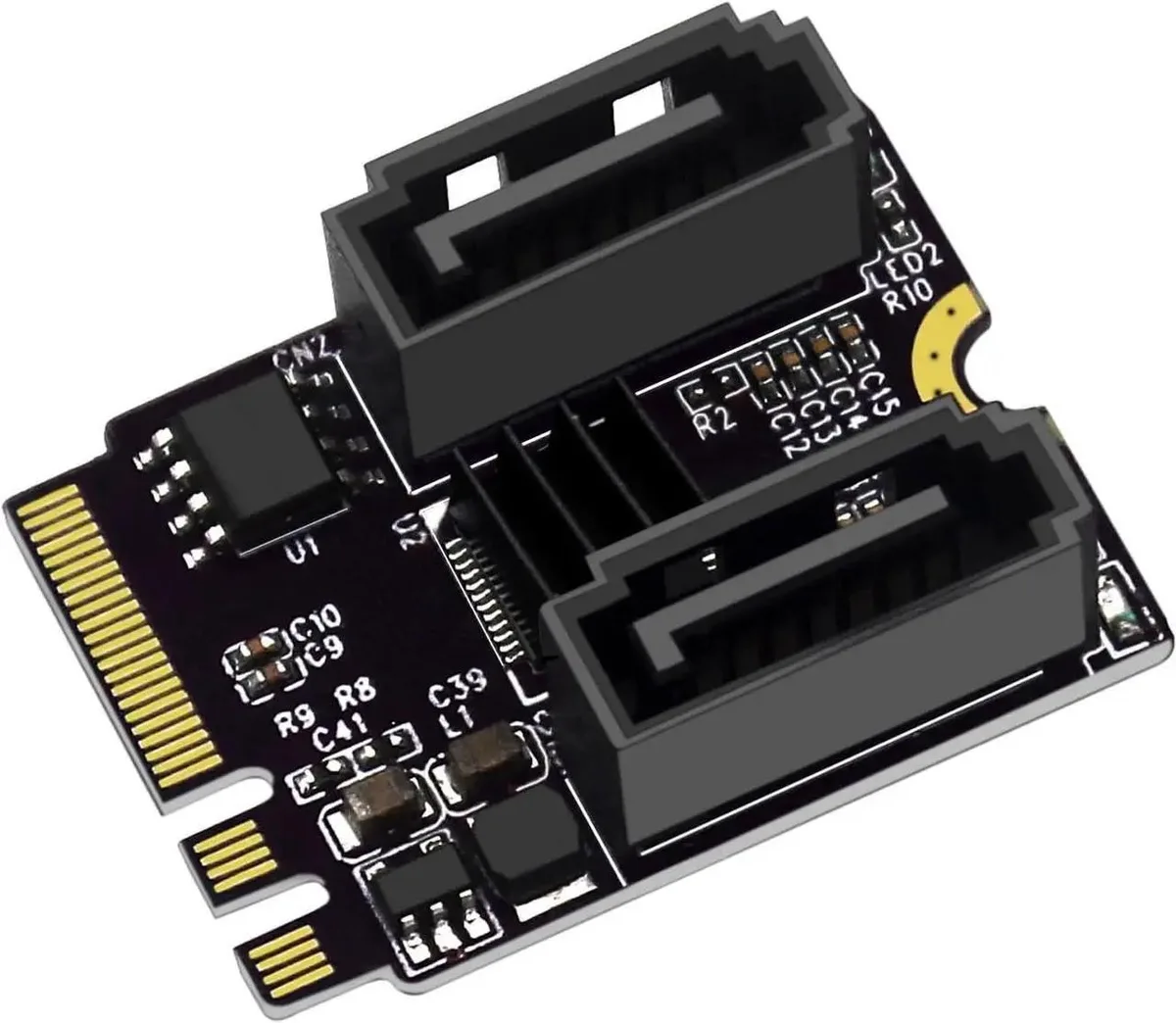 SMUGDESK SMUGDESK PCIe 3.0 M.2 A+E Key to 2 Port SATA 6Gbps Adapter with JMB582 for 2230 SSD — product photo
