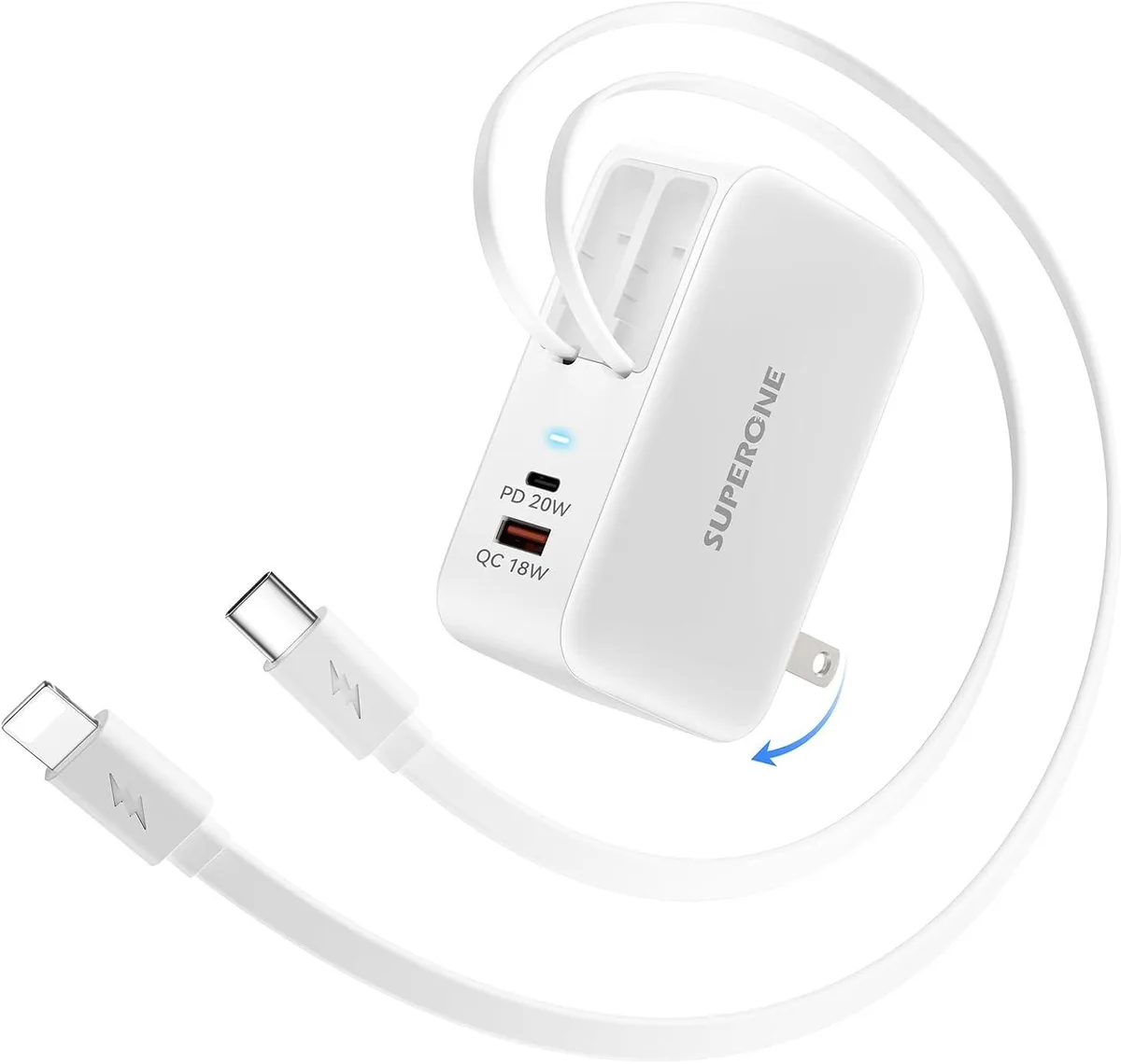 ONITOON ONITOON 4-in-1 Retractable Wall Charger 78W 90cm Dual Cables — product photo