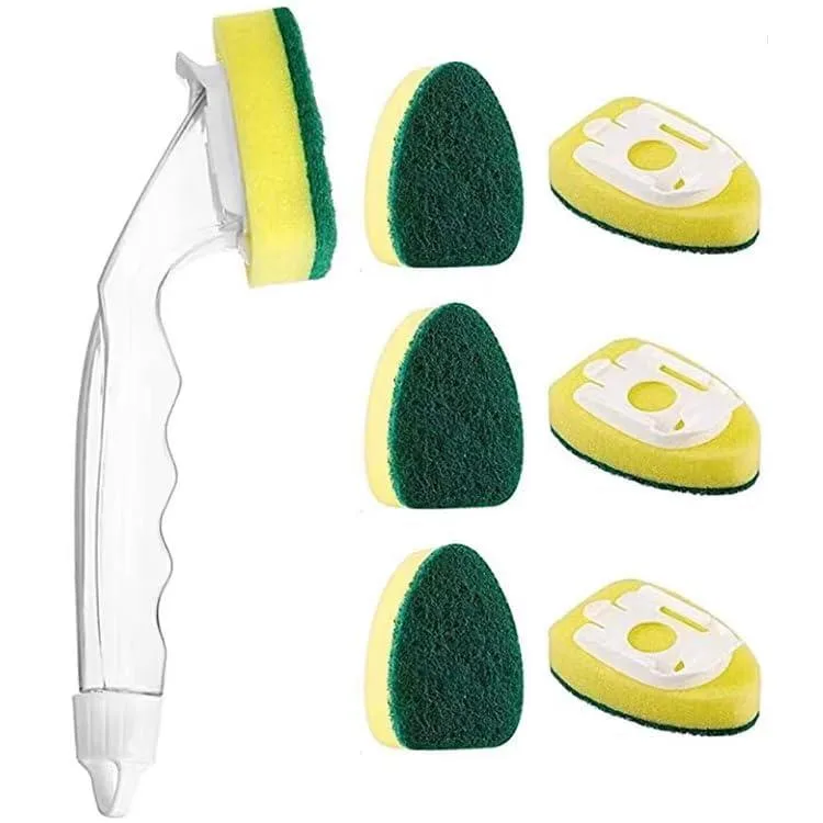 White non-scratch sponge refill heads for dish wand dispenser set