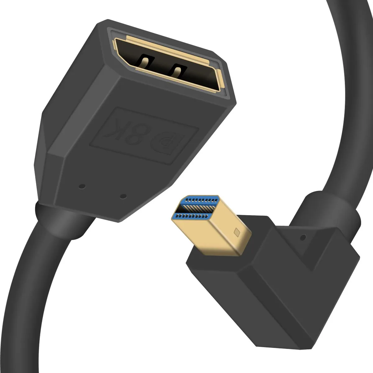 BUCIER BUCIER DisplayPort 1.4 Mini DP Male to DP Female Down Angle Extension Cable 30cm — product photo