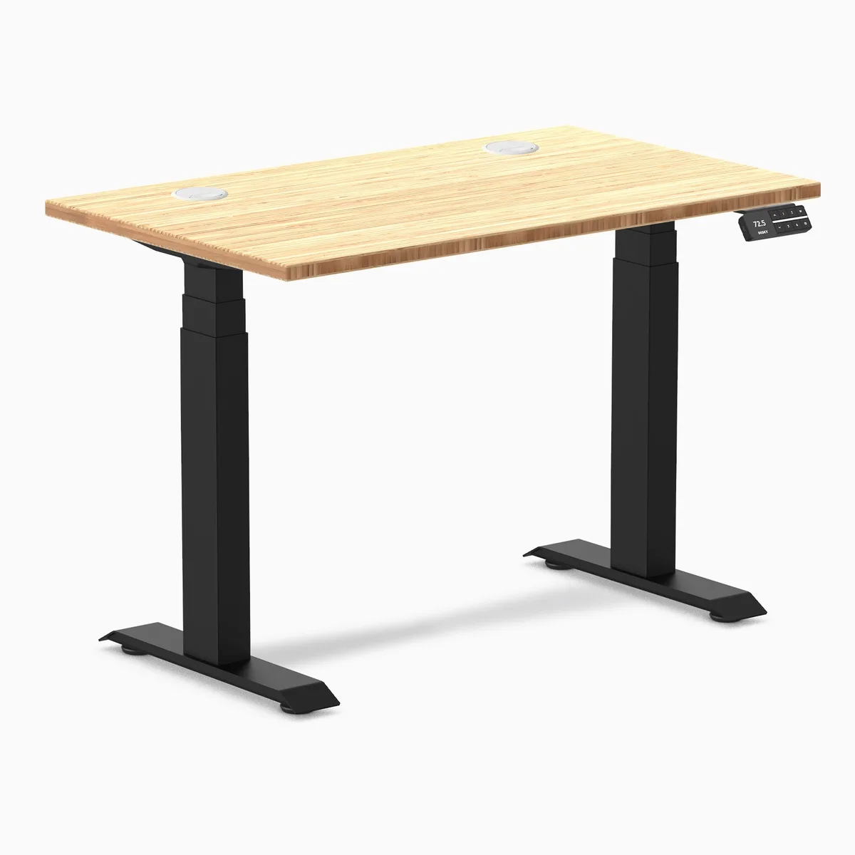 Desky Desky Dual Mini Bamboo Sit Stand Desk 40 x 24 inches Grommets Matte Black — product photo