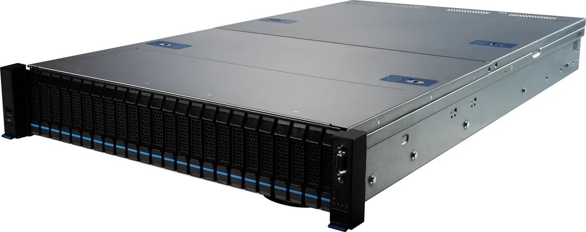 MSI MSI S2206-04 barebone server, dual EPYC 9004, 24 DIMM, 16 NVMe + 8 SAS/SATA bays, 4 PCIe, 1600W PSU — product photo