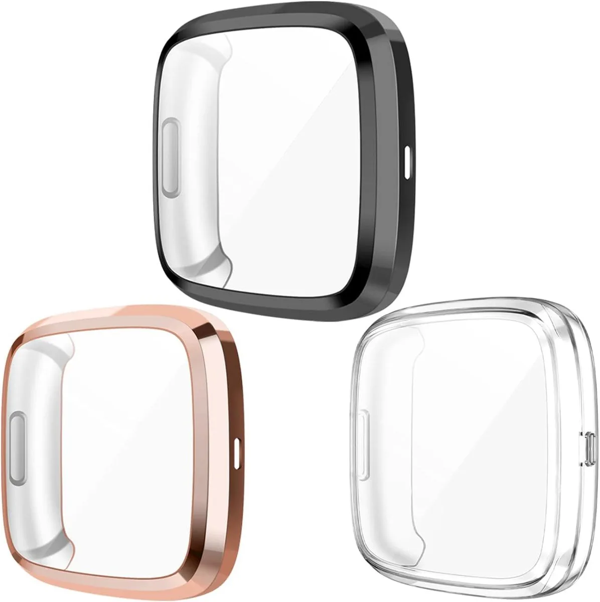 ETEIZU ETEIZU Fitbit Versa 2 Screen Protective Case 3-Pack Clear/Black/Rose Gold — product photo