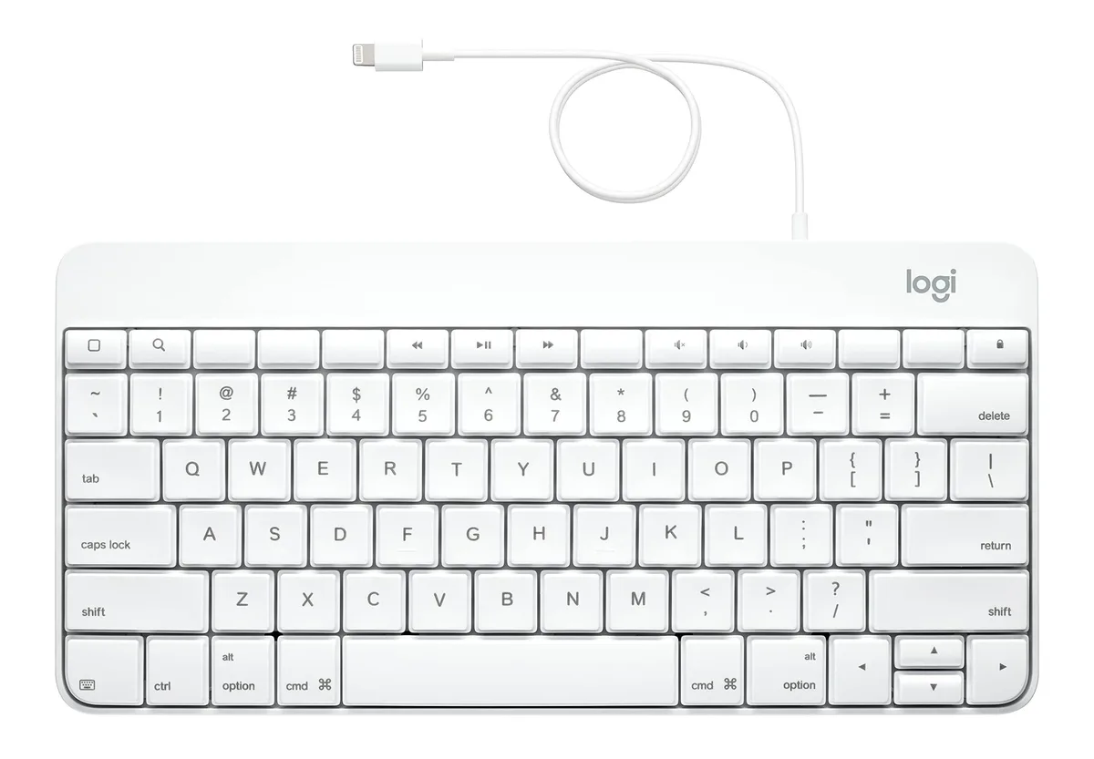 Logitech Logitech Wired Keyboard for iPad Lightning White 2 in 1 accessory — product photo
