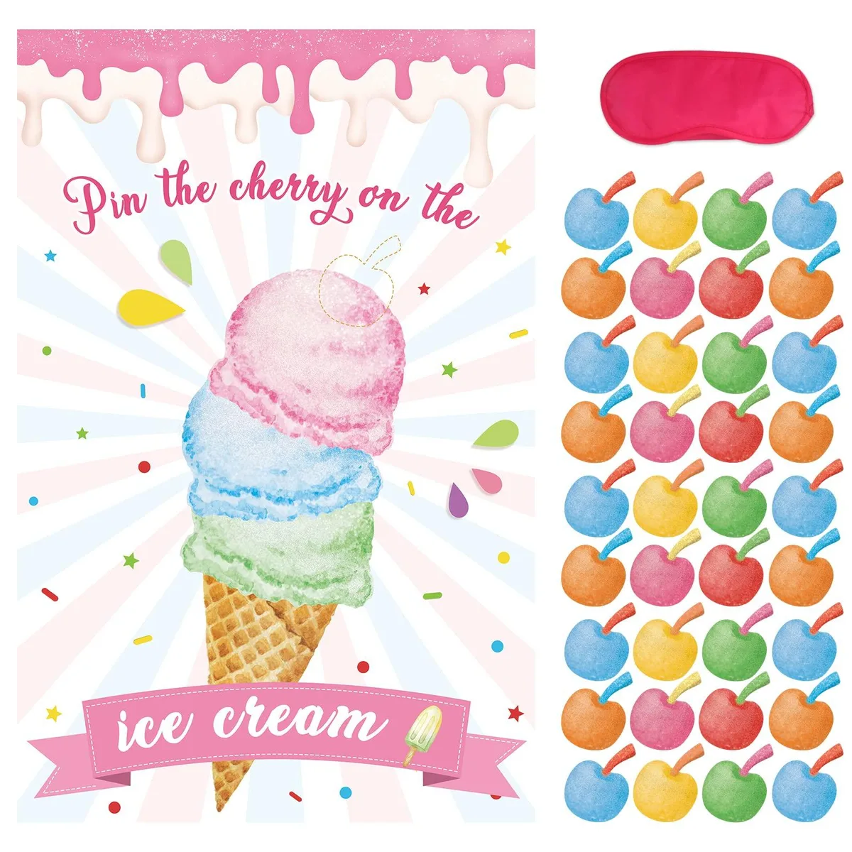  Cherry Ice Cream Party Game 36 Cherry Stickers Party Supplies — product photo