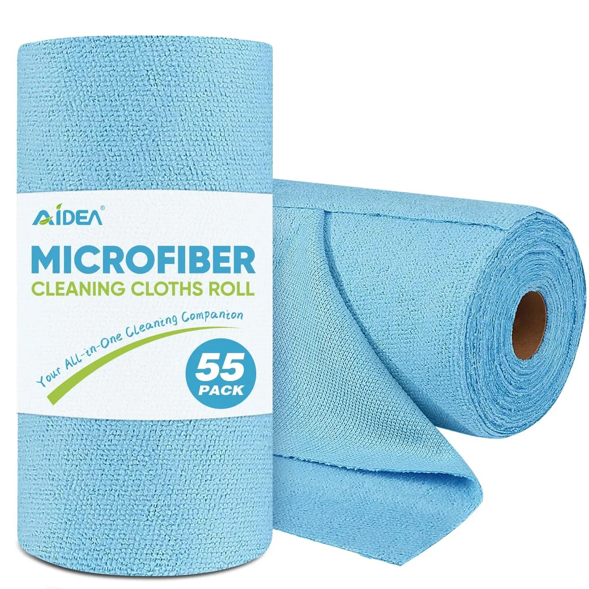 Blue microfiber cloth roll, 55 tear-off sheets, 11×9 inches