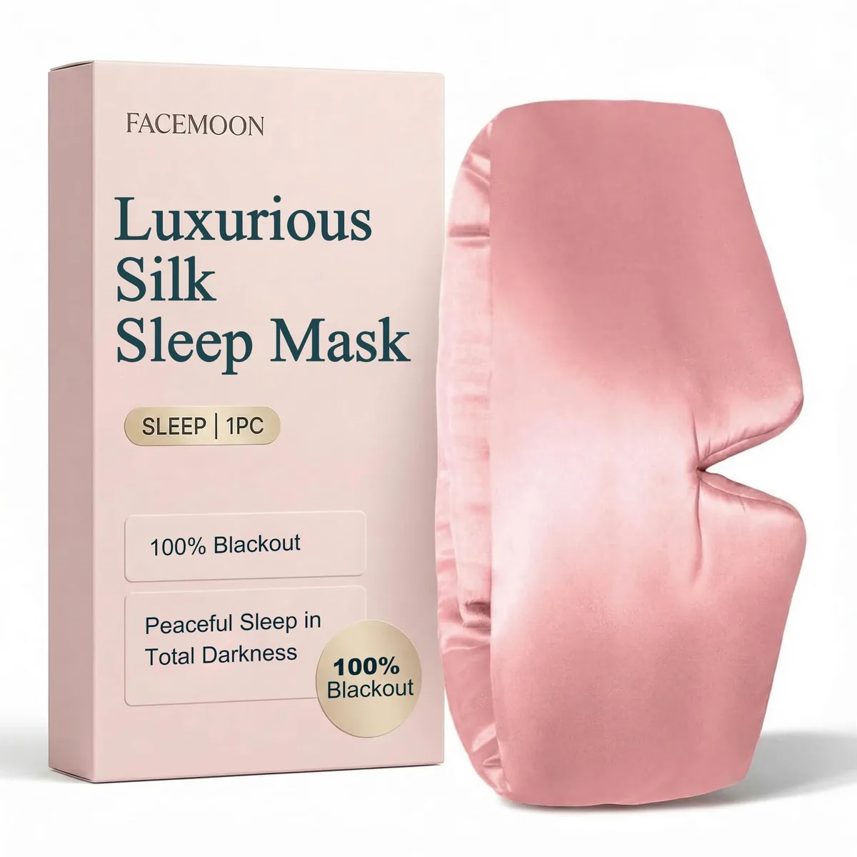 FACEMOON Mulberry Silk Sleep Mask 22 Momme Black XXXL — product photo