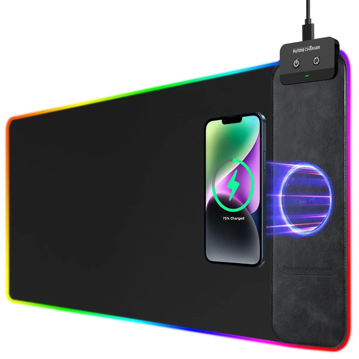 KEHIPI KEHIPI Wireless Charging RGB Mouse Pad 31.5x11.8in Black — product photo